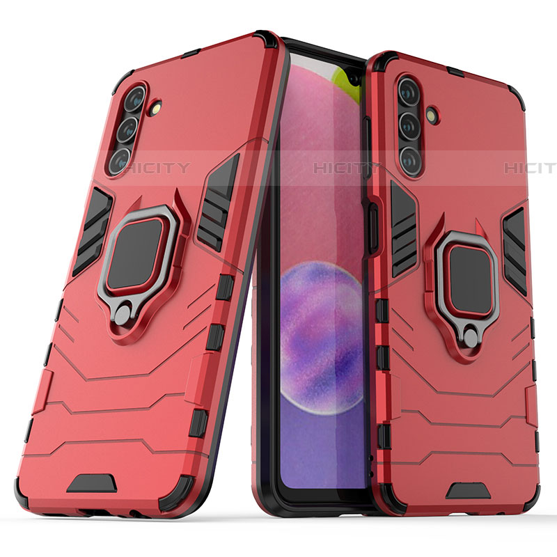 Custodia Silicone e Plastica Opaca Cover con Magnetico Anello Supporto S02 per Samsung Galaxy A04s Rosso