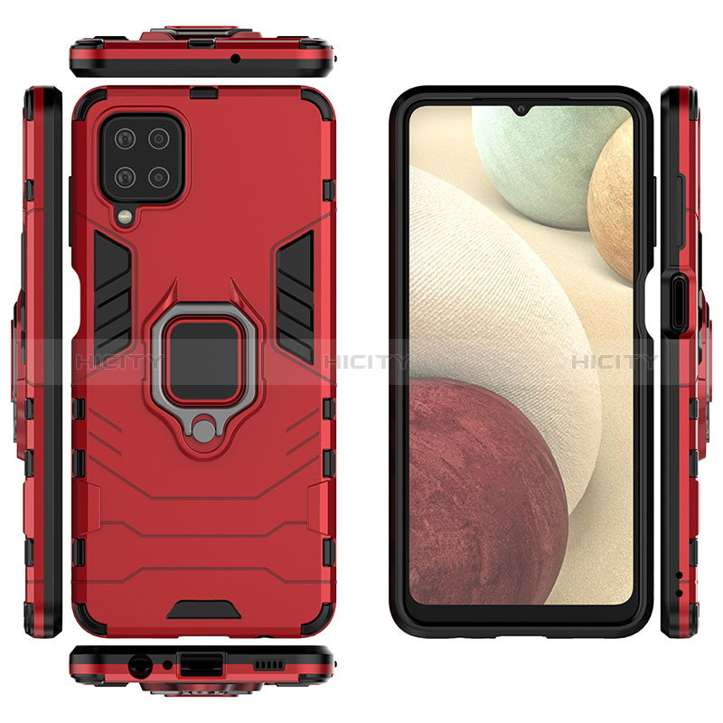 Custodia Silicone e Plastica Opaca Cover con Magnetico Anello Supporto S02 per Samsung Galaxy A12 5G