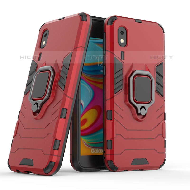 Custodia Silicone e Plastica Opaca Cover con Magnetico Anello Supporto S02 per Samsung Galaxy A2 Core A260F A260G