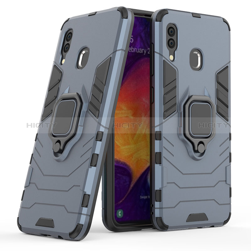 Custodia Silicone e Plastica Opaca Cover con Magnetico Anello Supporto S02 per Samsung Galaxy A20