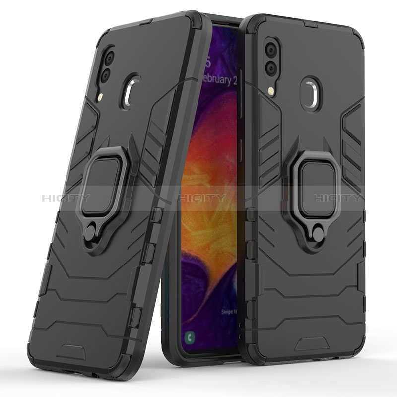 Custodia Silicone e Plastica Opaca Cover con Magnetico Anello Supporto S02 per Samsung Galaxy A20