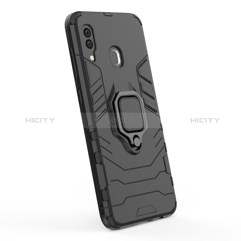 Custodia Silicone e Plastica Opaca Cover con Magnetico Anello Supporto S02 per Samsung Galaxy A20