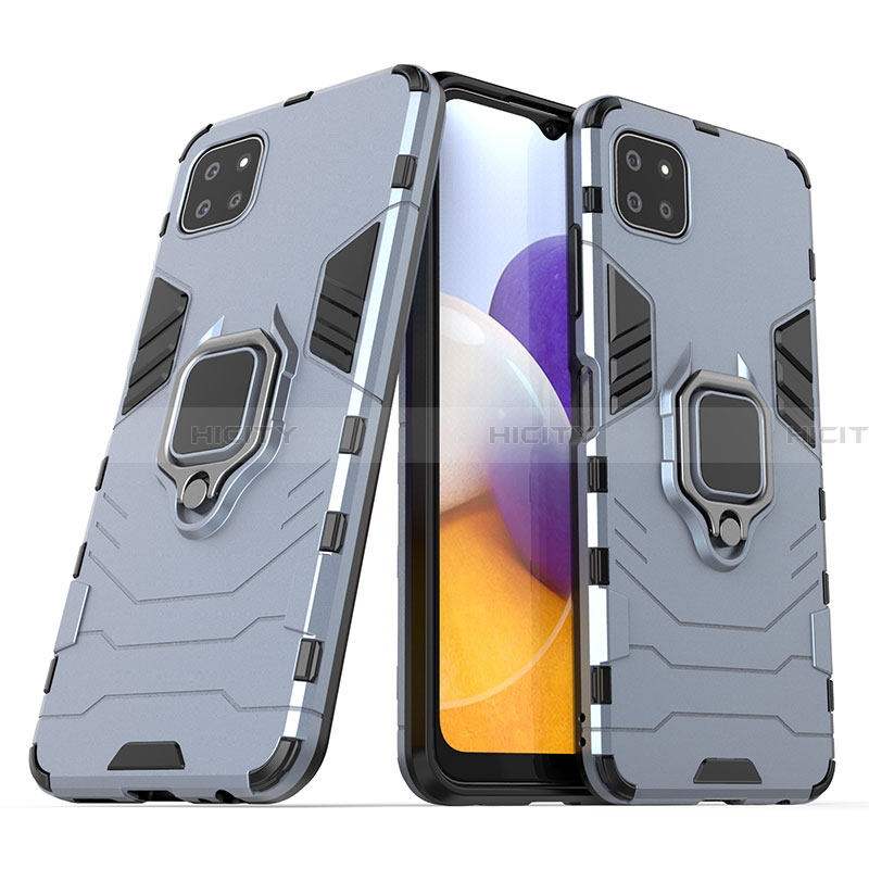 Custodia Silicone e Plastica Opaca Cover con Magnetico Anello Supporto S02 per Samsung Galaxy A22 5G