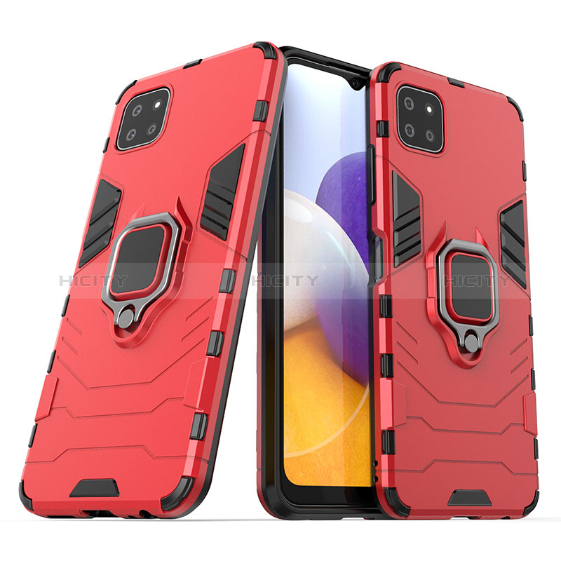 Custodia Silicone e Plastica Opaca Cover con Magnetico Anello Supporto S02 per Samsung Galaxy A22s 5G