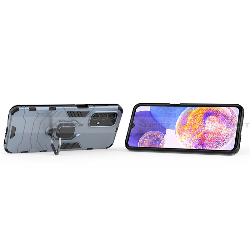 Custodia Silicone e Plastica Opaca Cover con Magnetico Anello Supporto S02 per Samsung Galaxy A23 4G