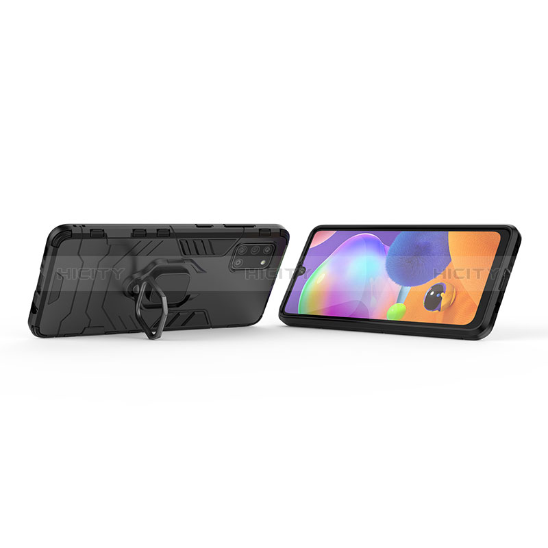 Custodia Silicone e Plastica Opaca Cover con Magnetico Anello Supporto S02 per Samsung Galaxy A31