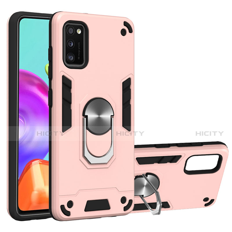 Custodia Silicone e Plastica Opaca Cover con Magnetico Anello Supporto S02 per Samsung Galaxy A41