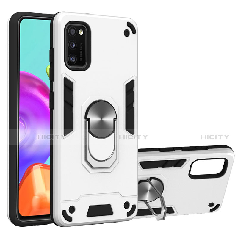 Custodia Silicone e Plastica Opaca Cover con Magnetico Anello Supporto S02 per Samsung Galaxy A41