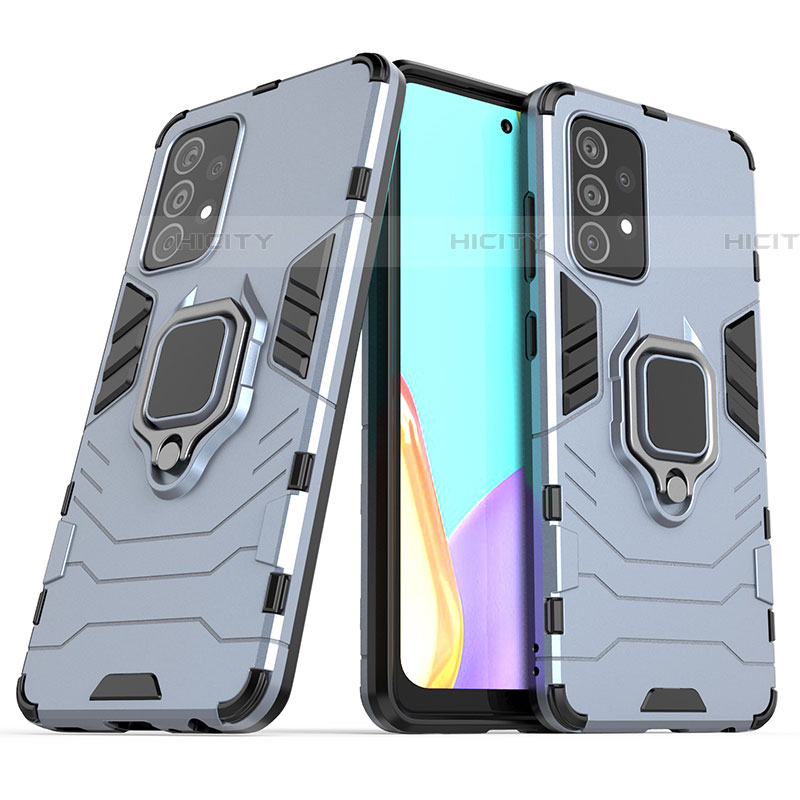 Custodia Silicone e Plastica Opaca Cover con Magnetico Anello Supporto S02 per Samsung Galaxy A52 4G