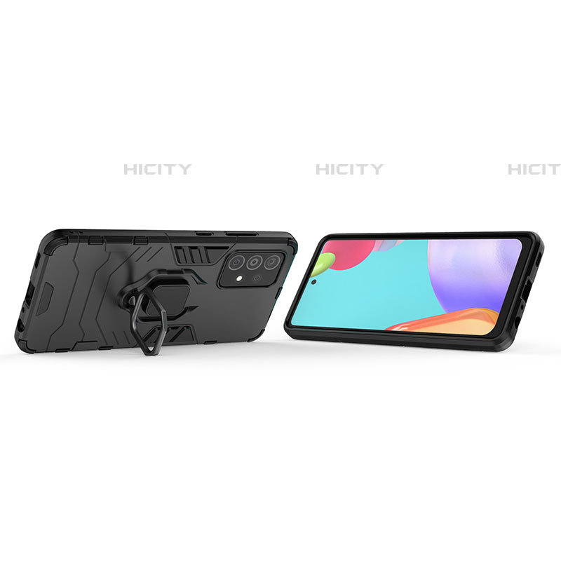 Custodia Silicone e Plastica Opaca Cover con Magnetico Anello Supporto S02 per Samsung Galaxy A52 4G