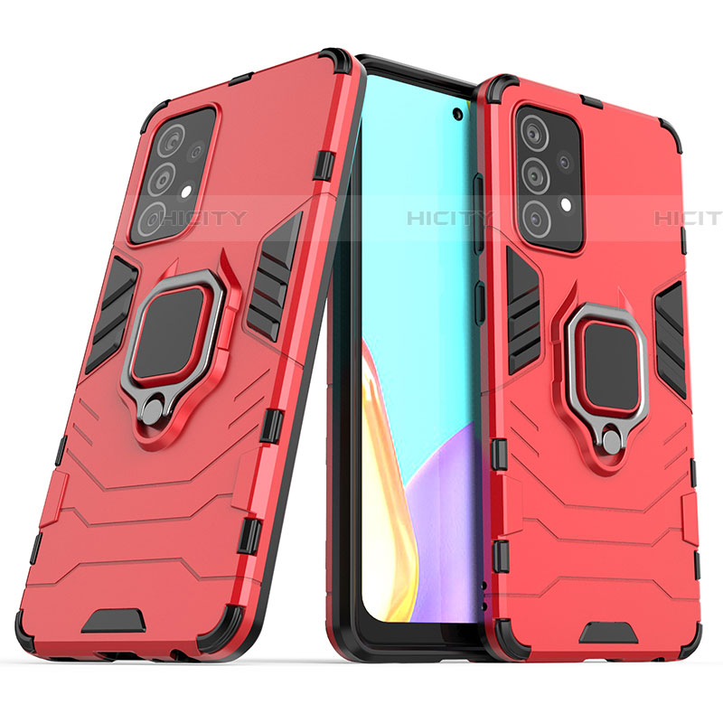 Custodia Silicone e Plastica Opaca Cover con Magnetico Anello Supporto S02 per Samsung Galaxy A52 5G