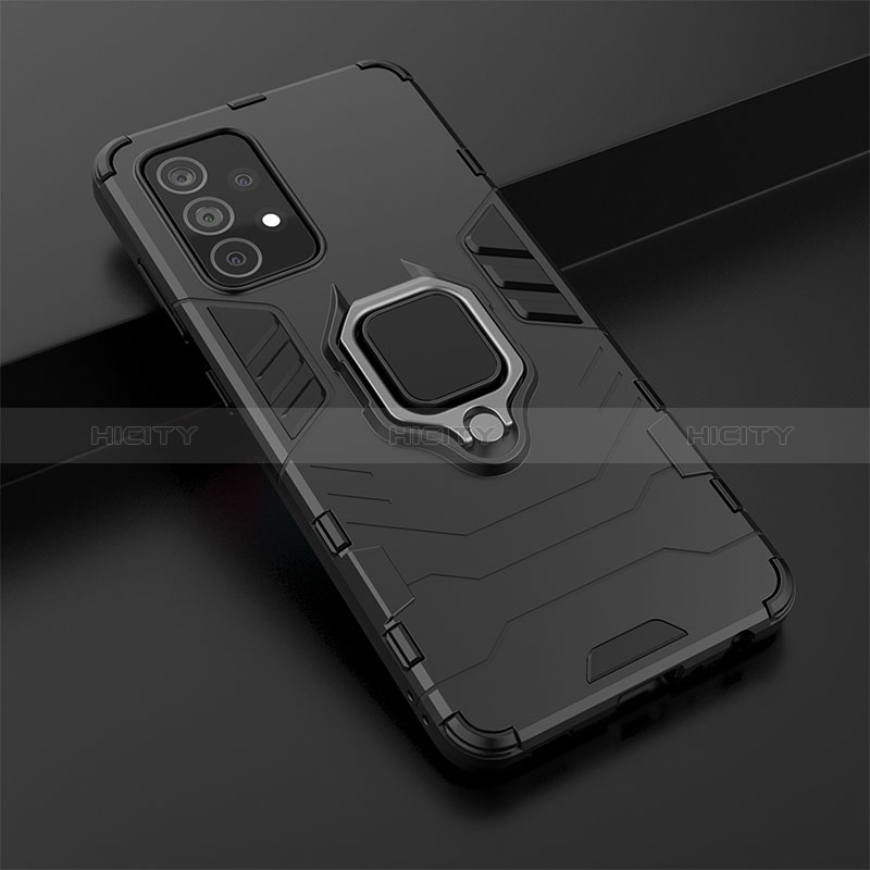 Custodia Silicone e Plastica Opaca Cover con Magnetico Anello Supporto S02 per Samsung Galaxy A52s 5G