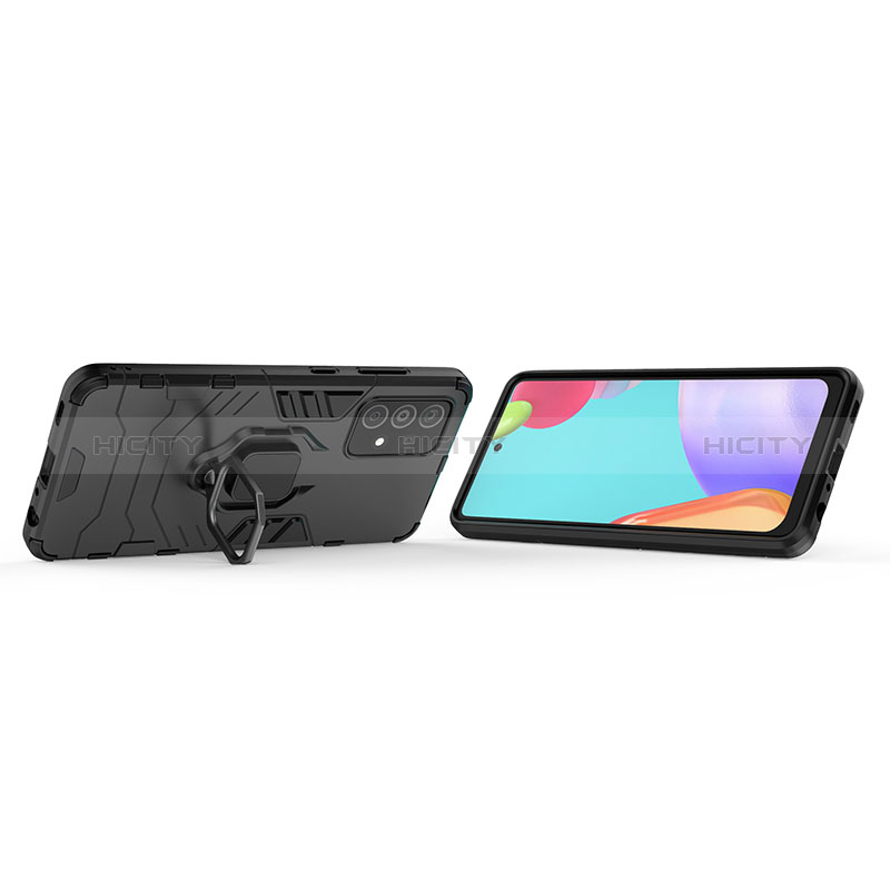 Custodia Silicone e Plastica Opaca Cover con Magnetico Anello Supporto S02 per Samsung Galaxy A52s 5G