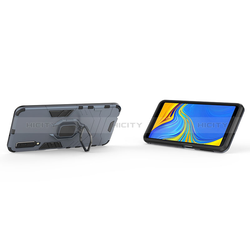 Custodia Silicone e Plastica Opaca Cover con Magnetico Anello Supporto S02 per Samsung Galaxy A7 (2018) A750