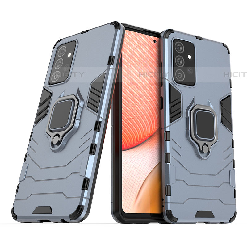 Custodia Silicone e Plastica Opaca Cover con Magnetico Anello Supporto S02 per Samsung Galaxy A72 4G