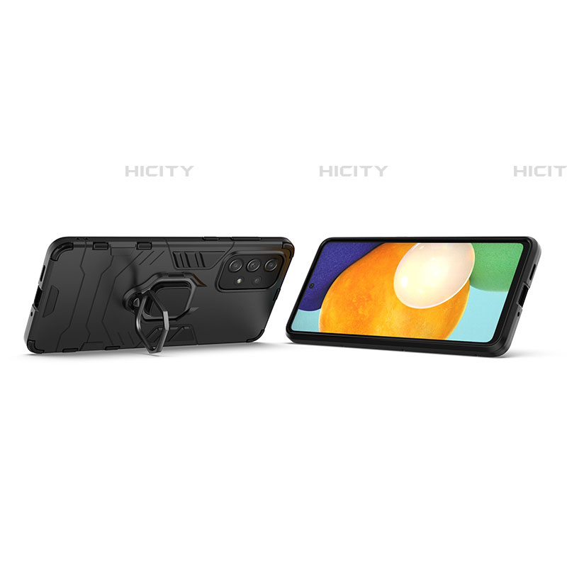 Custodia Silicone e Plastica Opaca Cover con Magnetico Anello Supporto S02 per Samsung Galaxy A73 5G