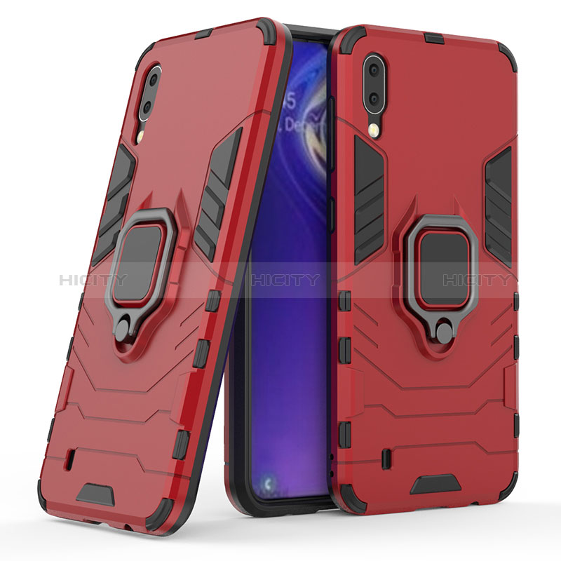 Custodia Silicone e Plastica Opaca Cover con Magnetico Anello Supporto S02 per Samsung Galaxy M10