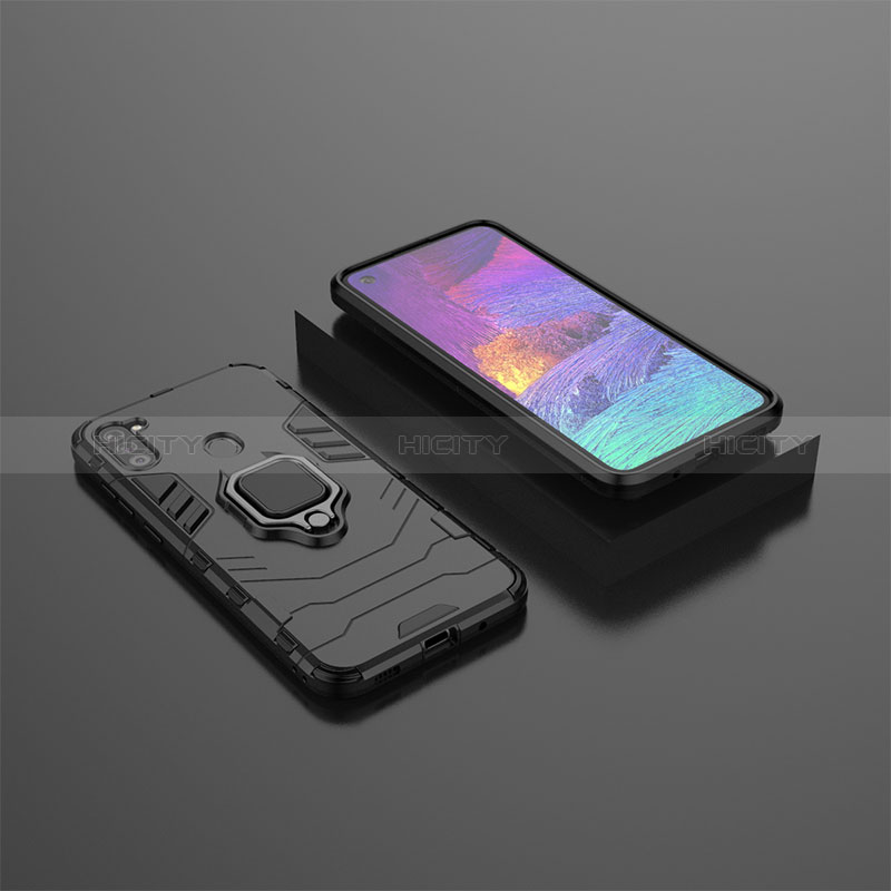 Custodia Silicone e Plastica Opaca Cover con Magnetico Anello Supporto S02 per Samsung Galaxy M11