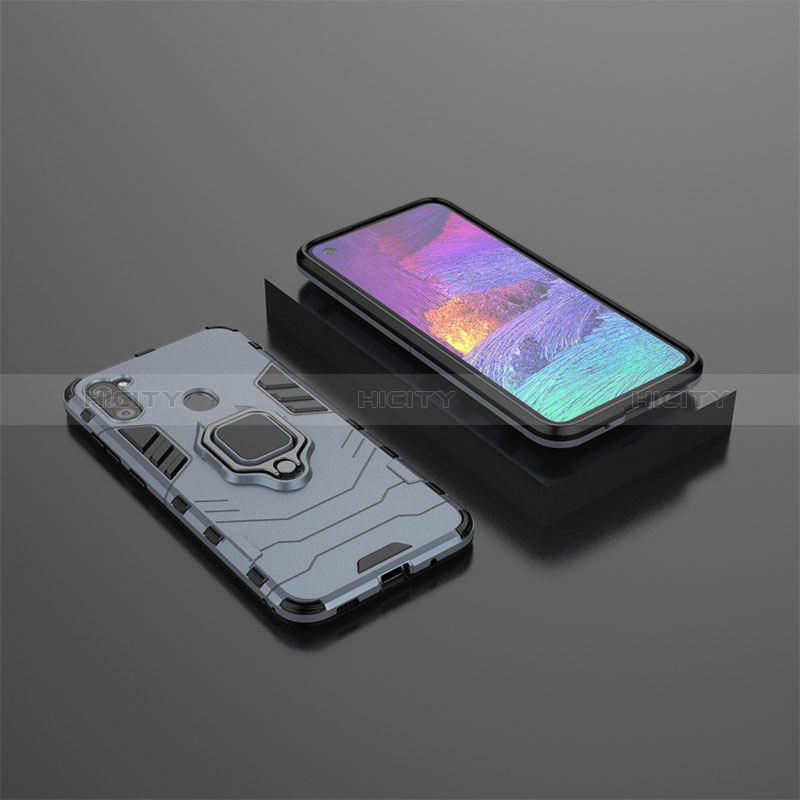 Custodia Silicone e Plastica Opaca Cover con Magnetico Anello Supporto S02 per Samsung Galaxy M11