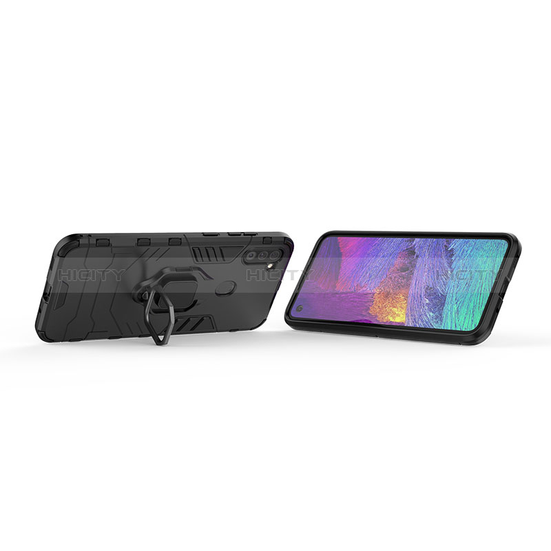 Custodia Silicone e Plastica Opaca Cover con Magnetico Anello Supporto S02 per Samsung Galaxy M11