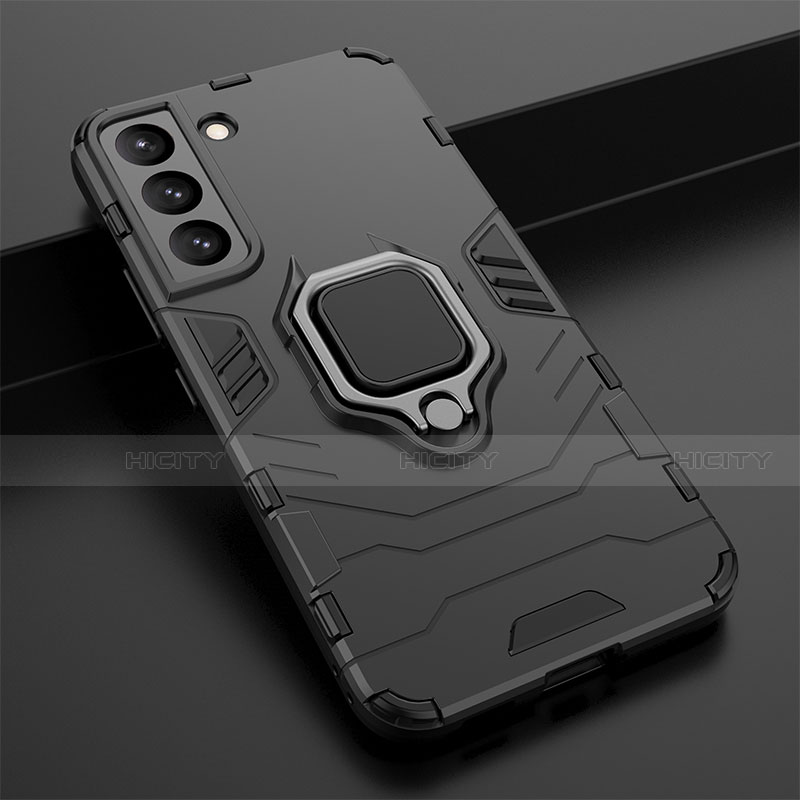 Custodia Silicone e Plastica Opaca Cover con Magnetico Anello Supporto S02 per Samsung Galaxy S21 5G