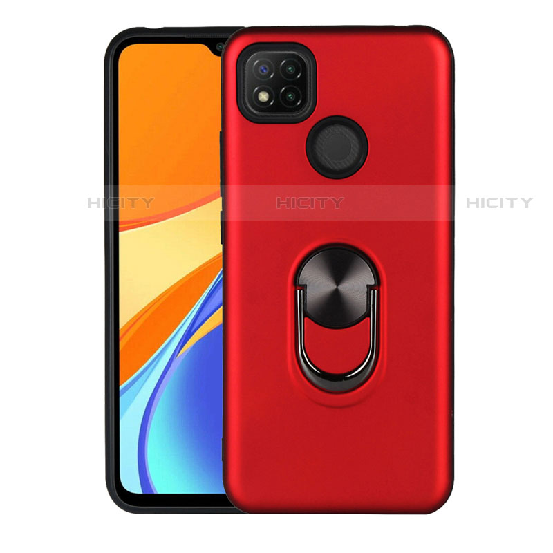 Custodia Silicone e Plastica Opaca Cover con Magnetico Anello Supporto S02 per Xiaomi Redmi 9 India