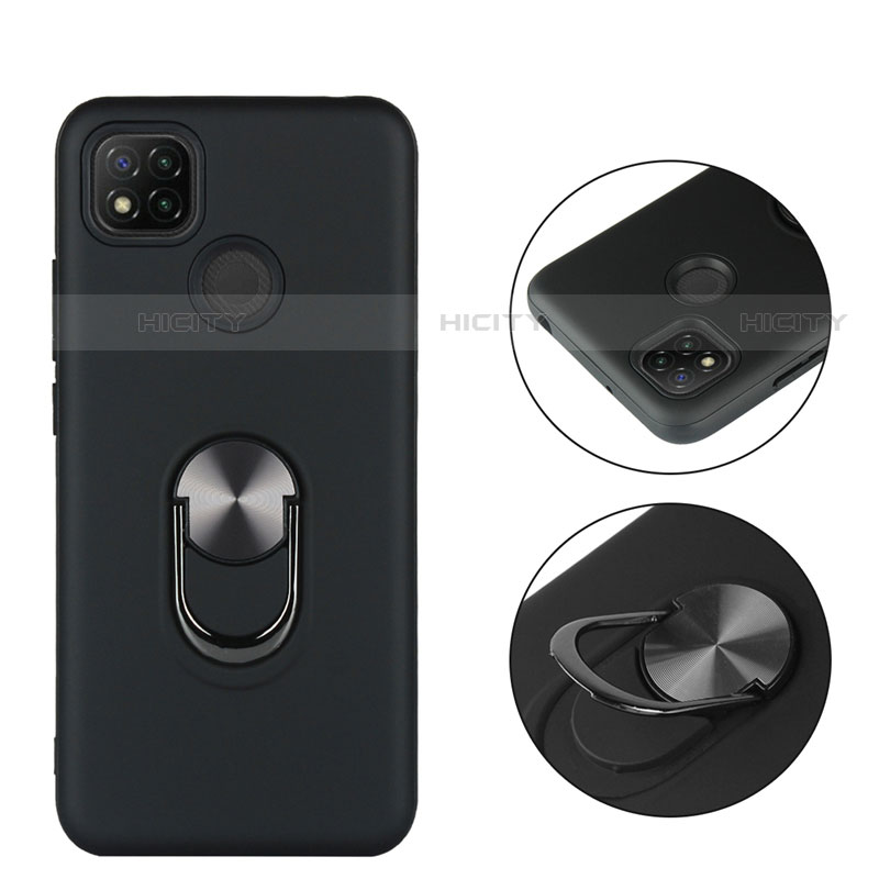 Custodia Silicone e Plastica Opaca Cover con Magnetico Anello Supporto S02 per Xiaomi Redmi 9 India