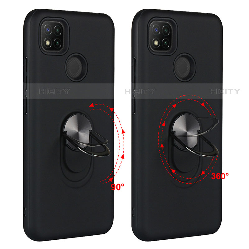 Custodia Silicone e Plastica Opaca Cover con Magnetico Anello Supporto S02 per Xiaomi Redmi 9C