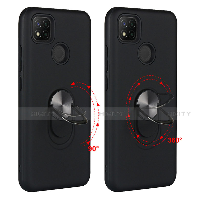 Custodia Silicone e Plastica Opaca Cover con Magnetico Anello Supporto S02 per Xiaomi Redmi 9C NFC