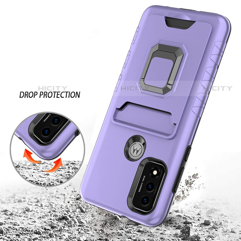 Custodia Silicone e Plastica Opaca Cover con Magnetico Anello Supporto S03 per Motorola Moto G Pure