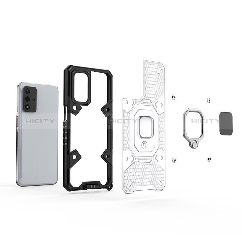 Custodia Silicone e Plastica Opaca Cover con Magnetico Anello Supporto S03 per Oppo A93s 5G