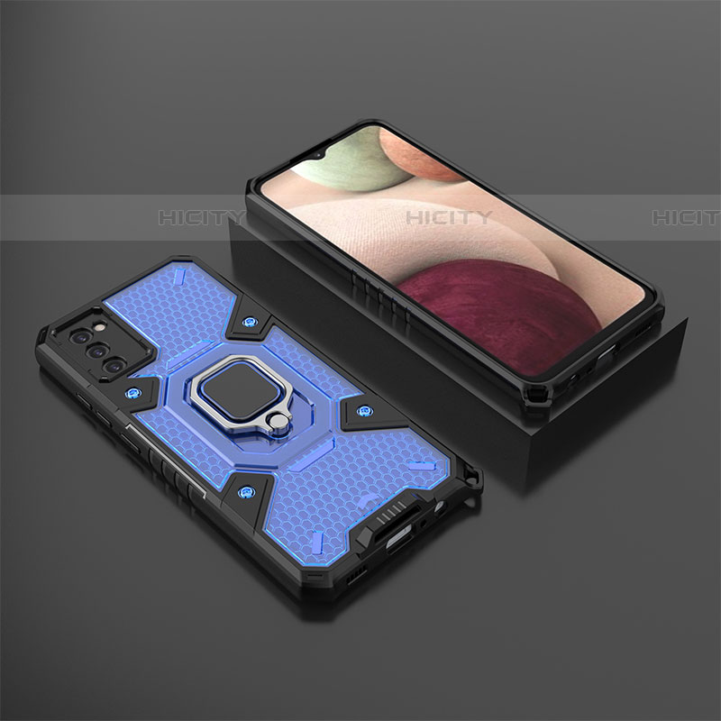 Custodia Silicone e Plastica Opaca Cover con Magnetico Anello Supporto S03 per Samsung Galaxy A03s