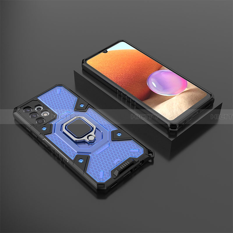 Custodia Silicone e Plastica Opaca Cover con Magnetico Anello Supporto S03 per Samsung Galaxy A32 4G