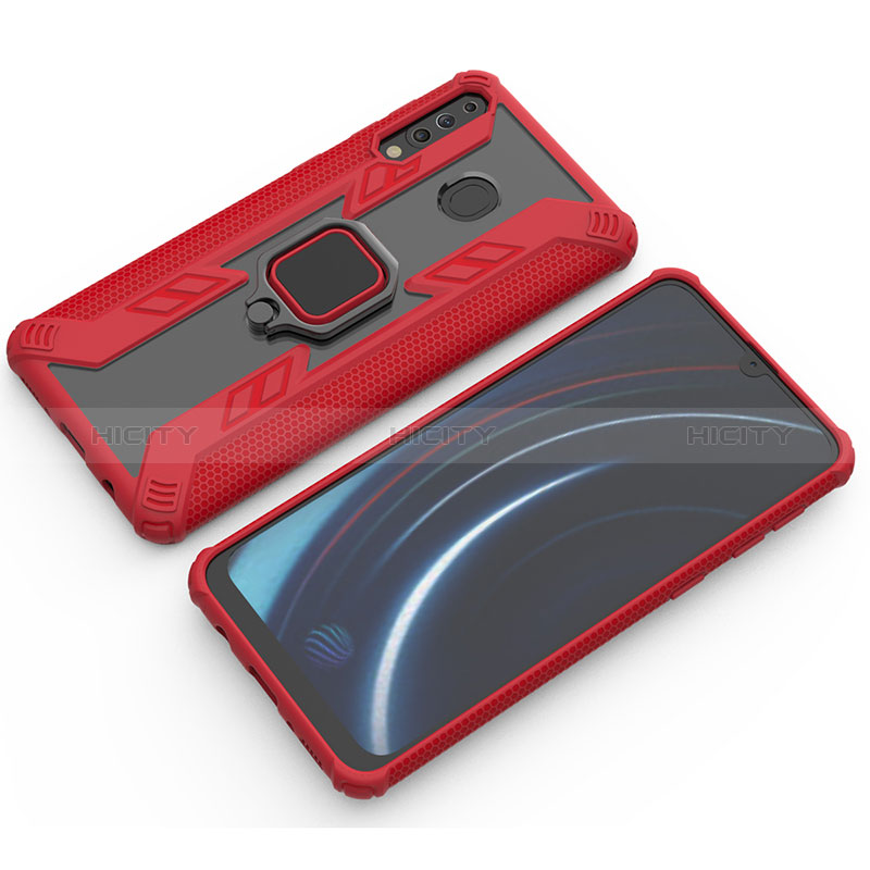 Custodia Silicone e Plastica Opaca Cover con Magnetico Anello Supporto S03 per Samsung Galaxy A40s Rosso