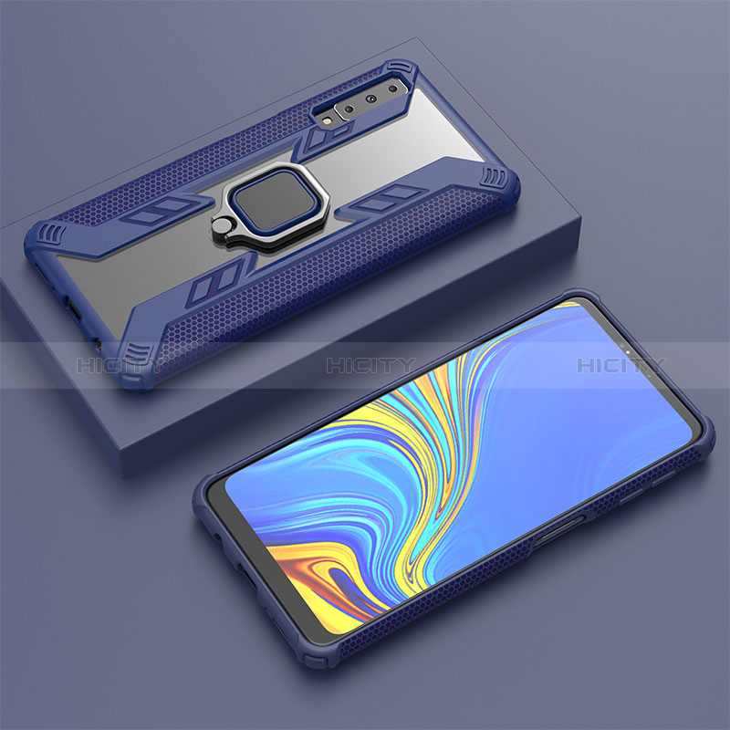 Custodia Silicone e Plastica Opaca Cover con Magnetico Anello Supporto S03 per Samsung Galaxy A7 (2018) A750