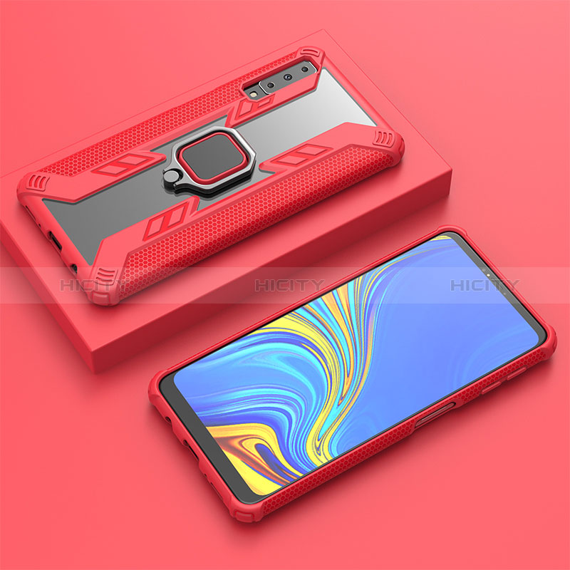 Custodia Silicone e Plastica Opaca Cover con Magnetico Anello Supporto S03 per Samsung Galaxy A7 (2018) A750