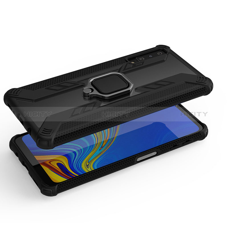 Custodia Silicone e Plastica Opaca Cover con Magnetico Anello Supporto S03 per Samsung Galaxy A7 (2018) A750
