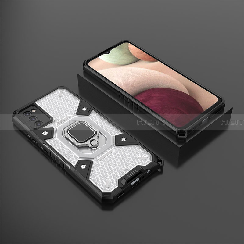 Custodia Silicone e Plastica Opaca Cover con Magnetico Anello Supporto S03 per Samsung Galaxy F02S SM-E025F