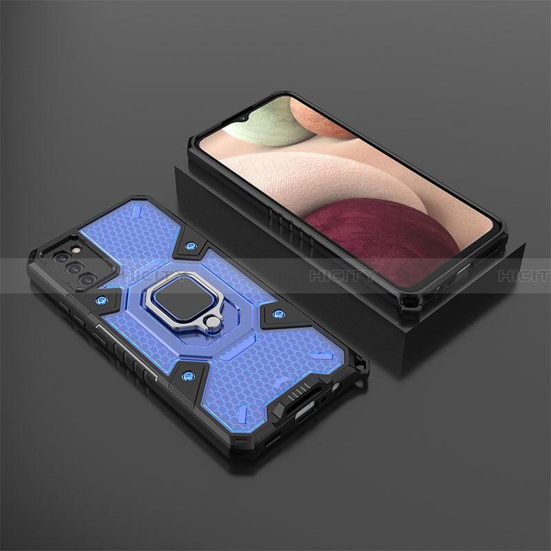 Custodia Silicone e Plastica Opaca Cover con Magnetico Anello Supporto S03 per Samsung Galaxy F02S SM-E025F