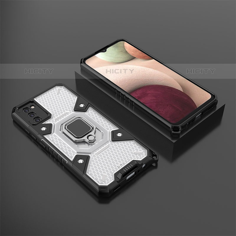 Custodia Silicone e Plastica Opaca Cover con Magnetico Anello Supporto S03 per Samsung Galaxy M02s