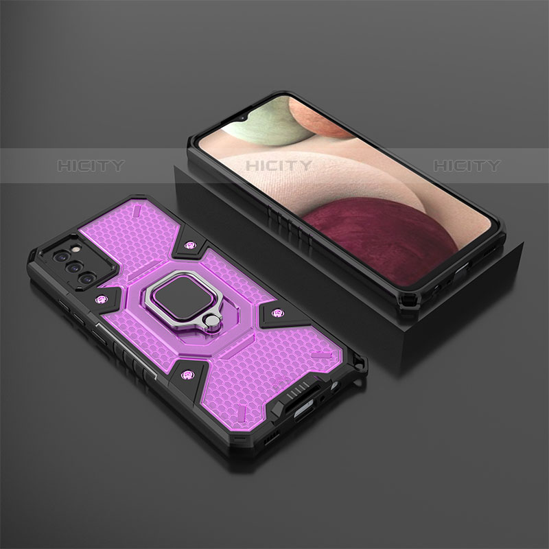 Custodia Silicone e Plastica Opaca Cover con Magnetico Anello Supporto S03 per Samsung Galaxy M02s