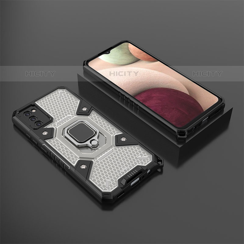 Custodia Silicone e Plastica Opaca Cover con Magnetico Anello Supporto S03 per Samsung Galaxy M02s