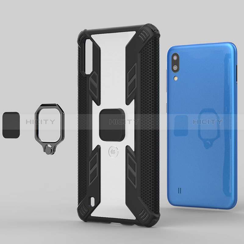 Custodia Silicone e Plastica Opaca Cover con Magnetico Anello Supporto S03 per Samsung Galaxy M10