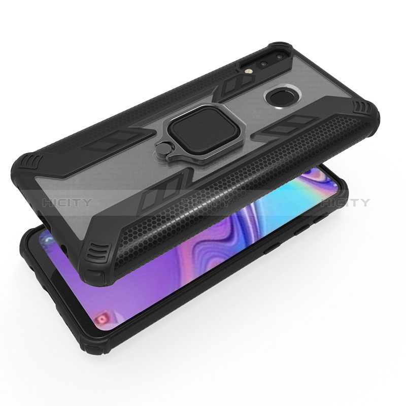 Custodia Silicone e Plastica Opaca Cover con Magnetico Anello Supporto S03 per Samsung Galaxy M20