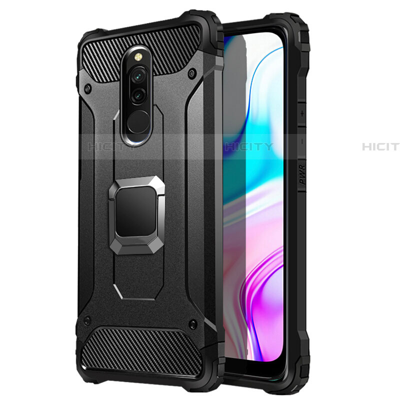 Custodia Silicone e Plastica Opaca Cover con Magnetico Anello Supporto S03 per Xiaomi Redmi 8