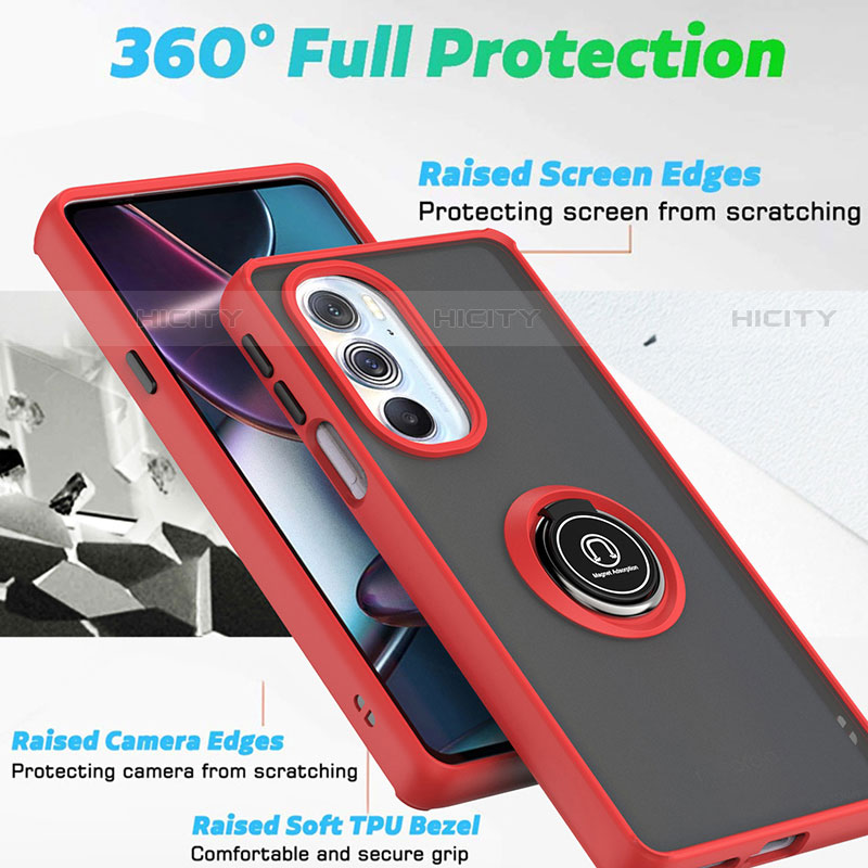 Custodia Silicone e Plastica Opaca Cover con Magnetico Anello Supporto S04 per Motorola Moto Edge X30 5G