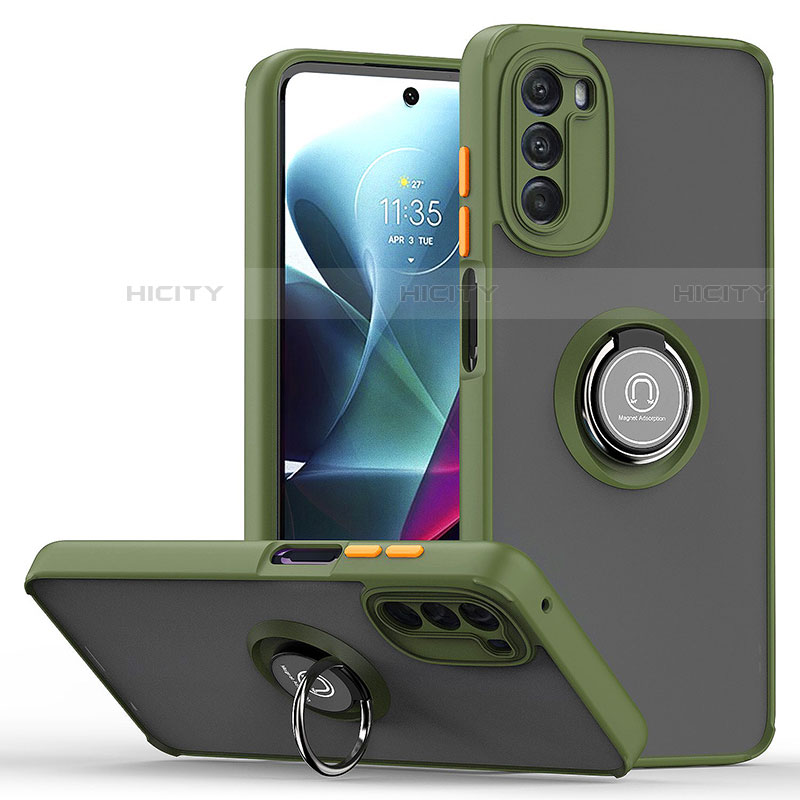 Custodia Silicone e Plastica Opaca Cover con Magnetico Anello Supporto S04 per Motorola Moto G 5G (2022)