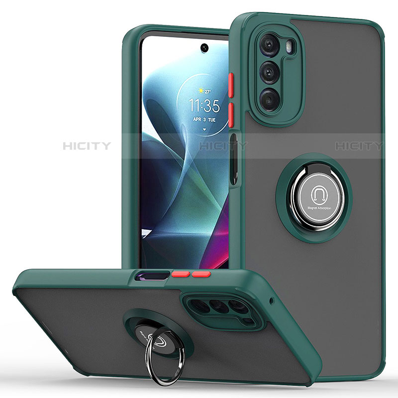 Custodia Silicone e Plastica Opaca Cover con Magnetico Anello Supporto S04 per Motorola Moto G 5G (2022)