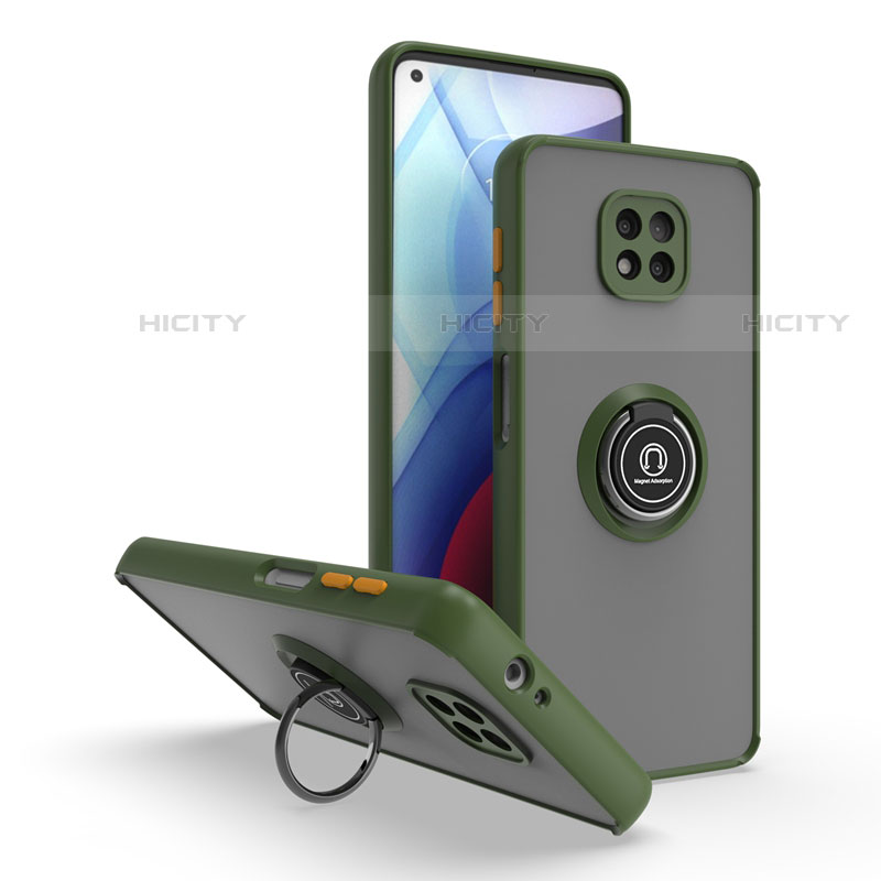 Custodia Silicone e Plastica Opaca Cover con Magnetico Anello Supporto S04 per Motorola Moto G Power (2021)