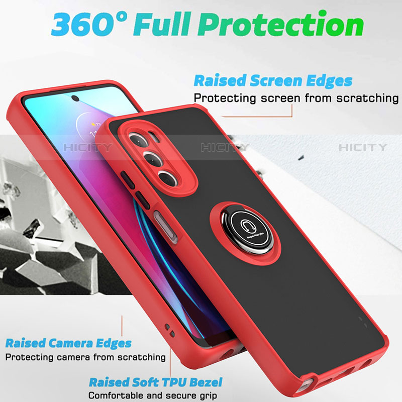 Custodia Silicone e Plastica Opaca Cover con Magnetico Anello Supporto S04 per Motorola Moto G Stylus (2022) 5G